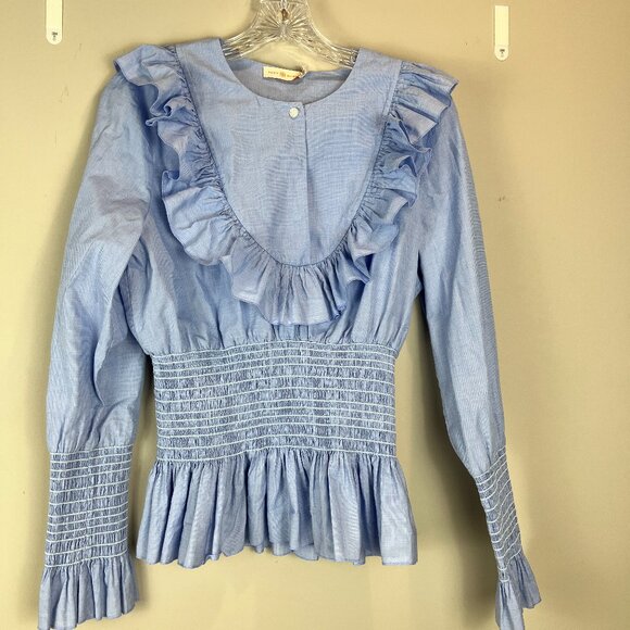 Women's Size Small, Tory Burch ruffled and smocked blouse - Picture 1 of 7